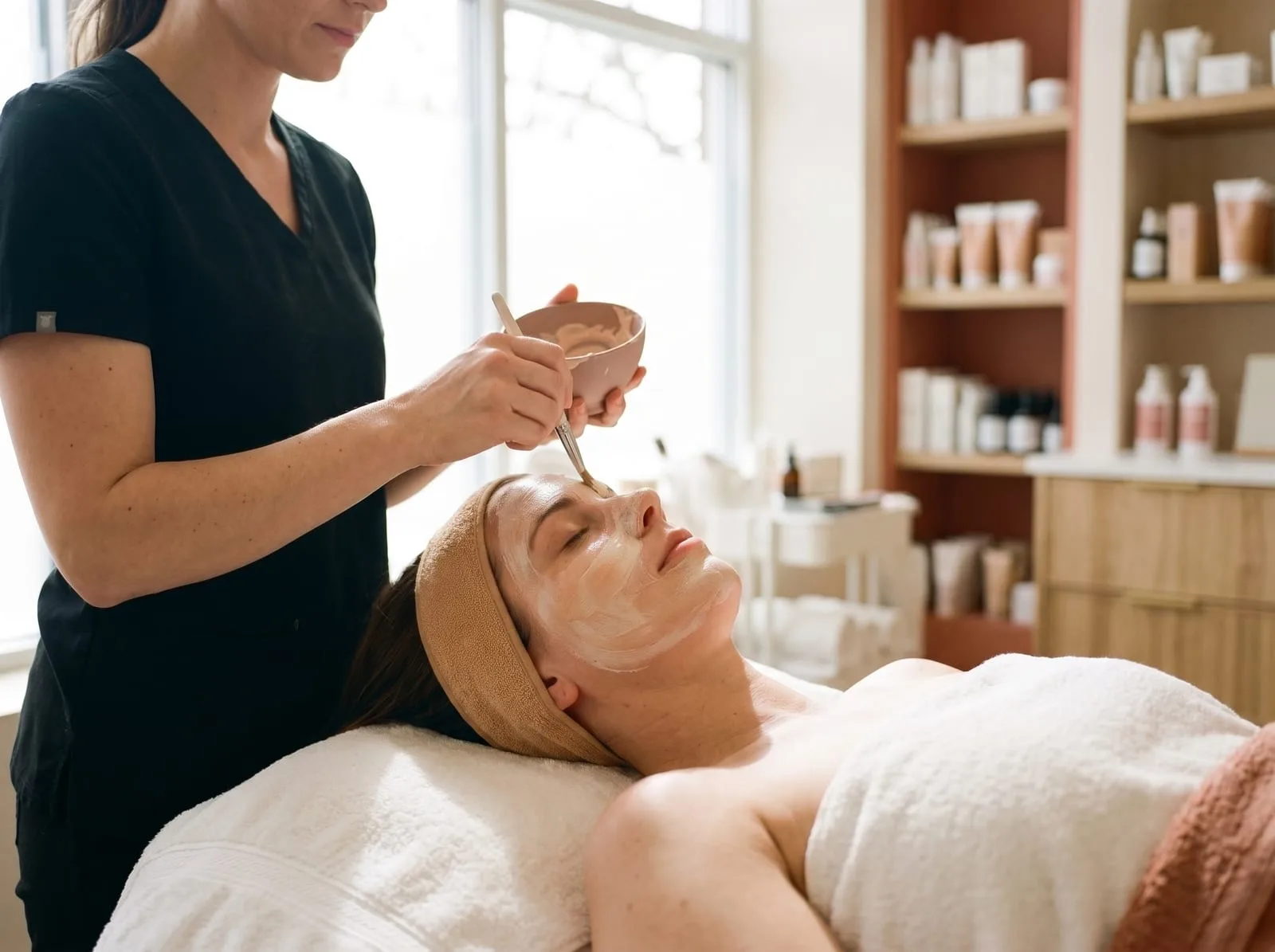 Sesión de tratamiento facial en cabina